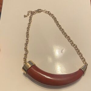Unique Gold Chain Necklace with Red Pendant